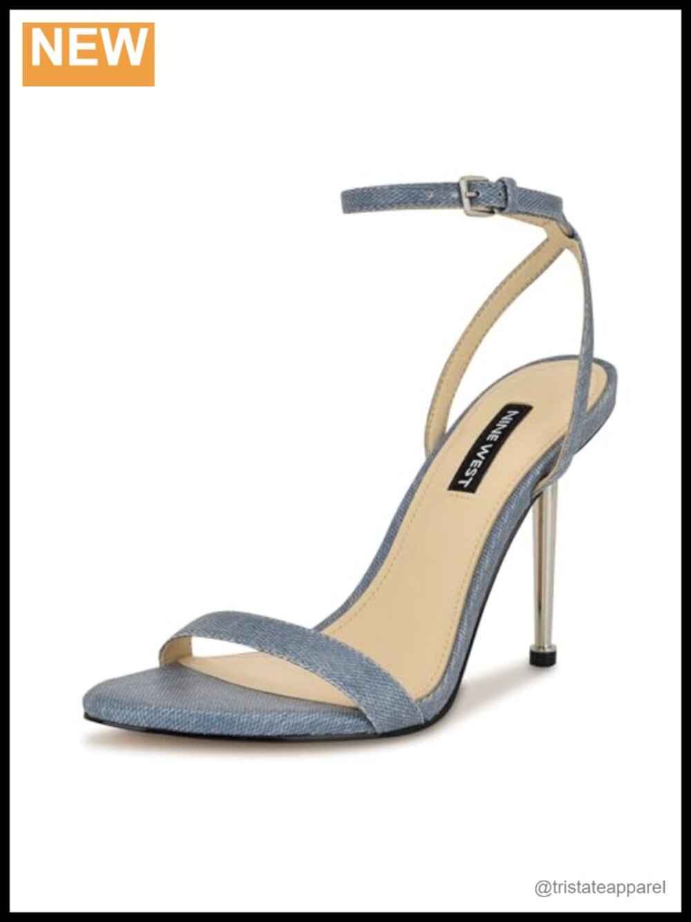 Nine West Reina Denim Stiletto Heeled Sandal Ankle Strap Women's Heels Wedding